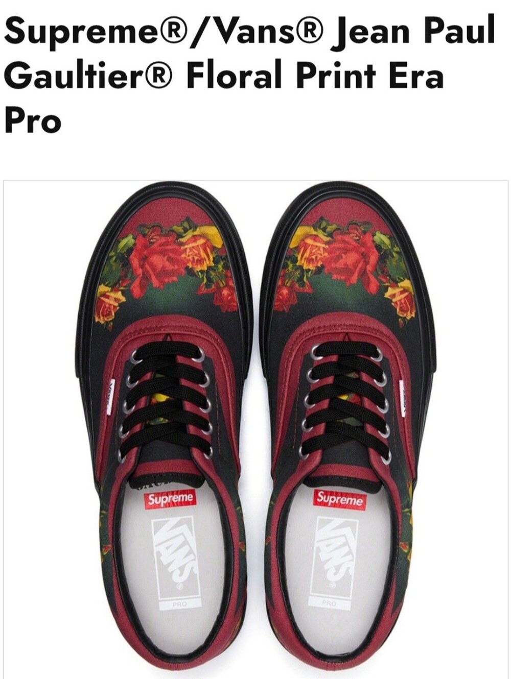 Vans X Supreme Jean Paul Gaultier Era Pro *SS19*